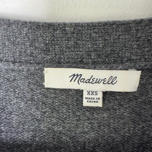 Madewell Boat Neck Button Women's XXS Sweater Dress Tunic Gray 100% Merino Wool - Picture 4 of 5